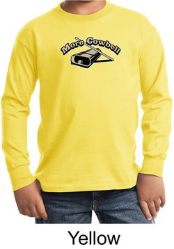 Drummer Shirt More Cowbell Funny Kids Youth Long Sleeve Shirt
