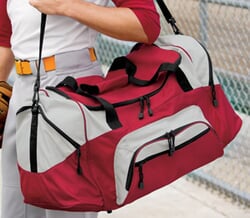 Click to get Duffel Bag  Color Block Sport Carrier Bag with Pockets