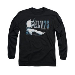 Elvis Presley Shirt 75 Logo Long Sleeve Black Tee T-Shirt
