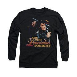 Elvis Presley Shirt Are You Lonesome Long Sleeve Black Tee T-Shirt