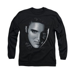 Elvis Presley Shirt Big Face Long Sleeve Black Tee T-Shirt