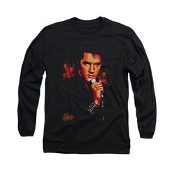 Elvis Presley Shirt Blue Eyes In The Dark Long Sleeve Black Tee T-Shirt