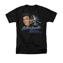Elvis Presley Shirt Blue Suede Shoes Black T-Shirt