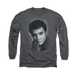 Elvis Presley Shirt Grey Portrait Long Sleeve Charcoal Tee T-Shirt