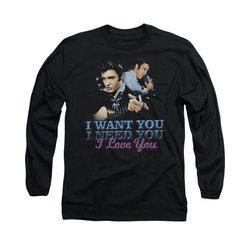 Elvis Presley Shirt I Want You Long Sleeve Black Tee T-Shirt