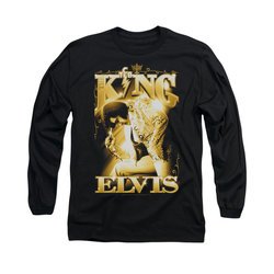 Elvis Presley Shirt In Gold Long Sleeve Black Tee T-Shirt