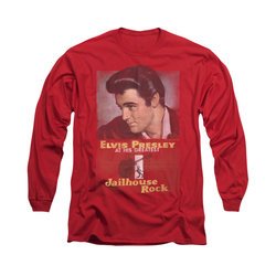 Elvis Presley Shirt Jailhouse Rocker Poster Long Sleeve Red Tee T-Shirt