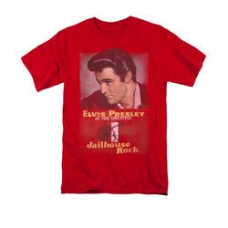 Elvis Presley Shirt Jailhouse Rocker Poster Red T-Shirt