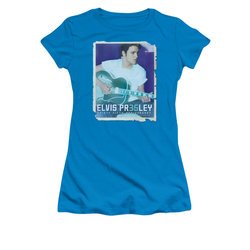 Elvis Presley Shirt Juniors 35 Guitar Turquoise T-Shirt