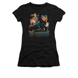 Elvis Presley Shirt Juniors 75 Year Birthday Black T-Shirt