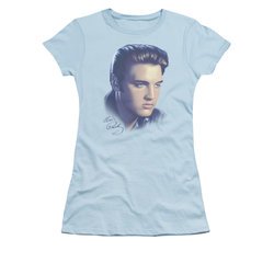 Elvis Presley Shirt Juniors Big Portrait Light Blue T-Shirt