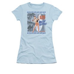 Elvis Presley Shirt Juniors Blue Hawaii Poster Light Blue T-Shirt