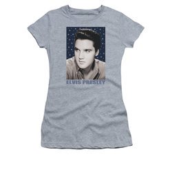 Elvis Presley Shirt Juniors Blue Sparkle Athletic Heather T-Shirt