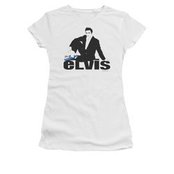 Elvis Presley Shirt Juniors Blue Suede White T-Shirt