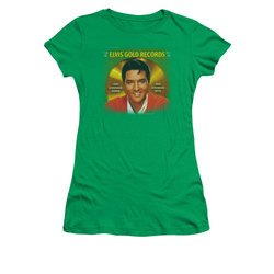Elvis Presley Shirt Juniors Gold Records Kelly Green T-Shirt