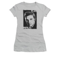 Elvis Presley Shirt Juniors Graphic Portrait Silver T-Shirt