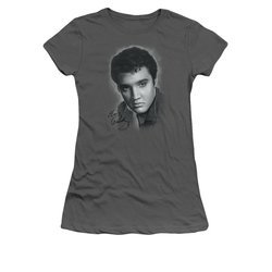 Elvis Presley Shirt Juniors Grey Portrait Charcoal T-Shirt