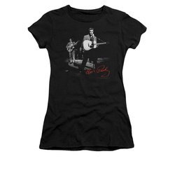 Elvis Presley Shirt Juniors In The Spot Light Guitar Black T-Shirt