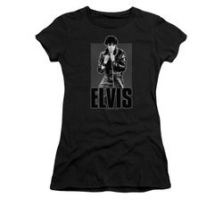 Elvis Presley Shirt Juniors Leather Charcoal T-Shirt