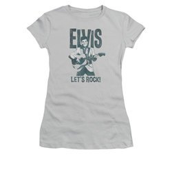 Elvis Presley Shirt Juniors Let's Rock! Silver T-Shirt