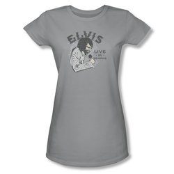 Elvis Presley Shirt Juniors Live In Memphis Silver T-Shirt