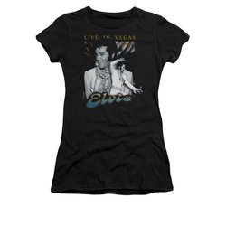 Elvis Presley Shirt Juniors Live In Vegas Black T-Shirt