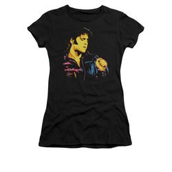 Elvis Presley Shirt Juniors Neon Outline Black T-Shirt