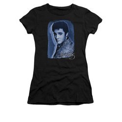 Elvis Presley Shirt Juniors Overlay Black T-Shirt