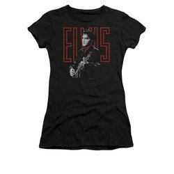 Elvis Presley Shirt Juniors Red Guitarman Black T-Shirt