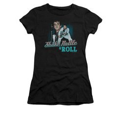 Elvis Presley Shirt Juniors Shake Rattle And Roll Black T-Shirt