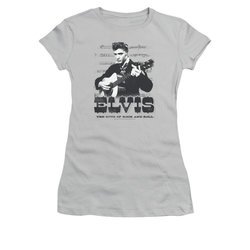 Elvis Presley Shirt Juniors Sheet Music Silver T-Shirt
