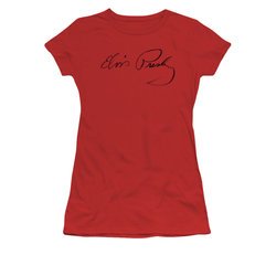 Elvis Presley Shirt Juniors Signature Sketch Red T-Shirt