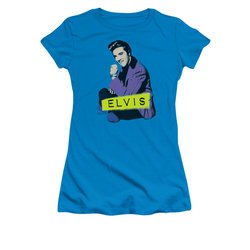 Elvis Presley Shirt Juniors Sitting Turquoise T-Shirt
