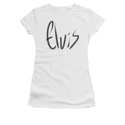 Elvis Presley Shirt Juniors Sketchy Name White T-Shirt