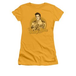Elvis Presley Shirt Juniors Teddy Bear Gold T-Shirt