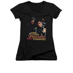 Elvis Presley Shirt Juniors V Neck Are You Lonesome Black T-Shirt