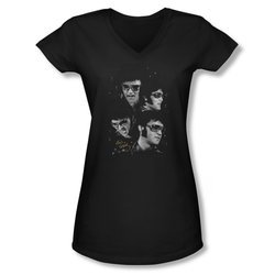 Elvis Presley Shirt Juniors V Neck Faces Black T-Shirt