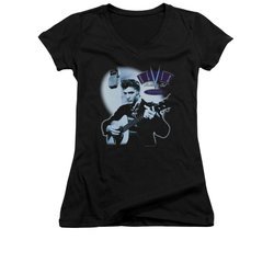 Elvis Presley Shirt Juniors V Neck Hillbilly Cat Black T-Shirt
