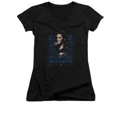 Elvis Presley Shirt Juniors V Neck Icon Black T-Shirt