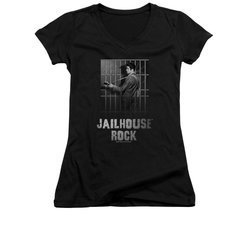 Elvis Presley Shirt Juniors V Neck Jailhouse Rock Black T-Shirt