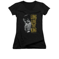 Elvis Presley Shirt Juniors V Neck Long Live Black T-Shirt