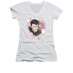 Elvis Presley Shirt Juniors V Neck Love Me Tender White T-Shirt