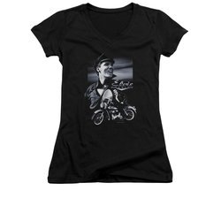Elvis Presley Shirt Juniors V Neck Motorcycle Black T-Shirt