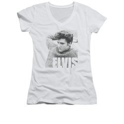 Elvis Presley Shirt Juniors V Neck Relaxing Sweater White T-Shirt