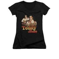 Elvis Presley Shirt Juniors V Neck Teddy Bears Black T-Shirt