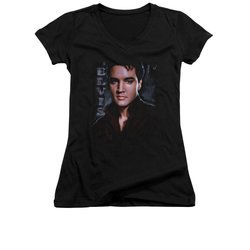 Elvis Presley Shirt Juniors V Neck Tough Poster Black T-Shirt