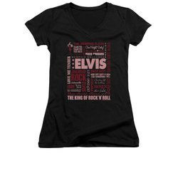 Elvis Presley Shirt Juniors V Neck Whole Lotta Type Black T-Shirt