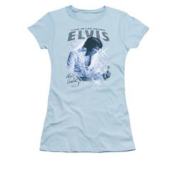 Elvis Presley Shirt Juniors Vegas Sparkles Light Blue T-Shirt
