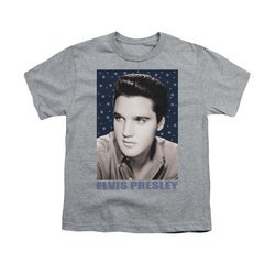 Elvis Presley Shirt Kids Blue Sparkle Athletic Heather T-Shirt