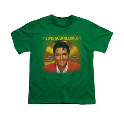 Elvis Presley Shirt Kids Gold Records Kelly Green T-Shirt